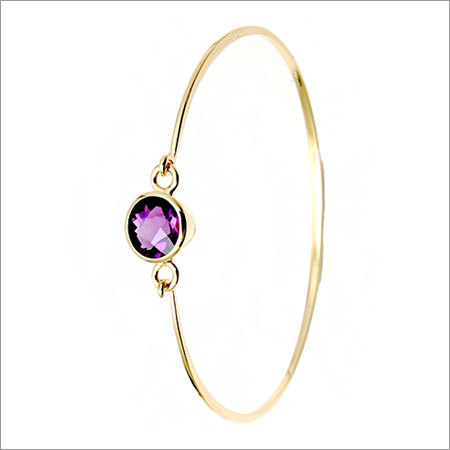 Bezel Setting Single Gemstone Half Bangle