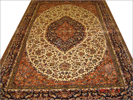 CR Kashan - Wool Silk Blend, Variable Size, Beige | Hand-Knotted, Intricate Design, High Knot Density, Elegant Style