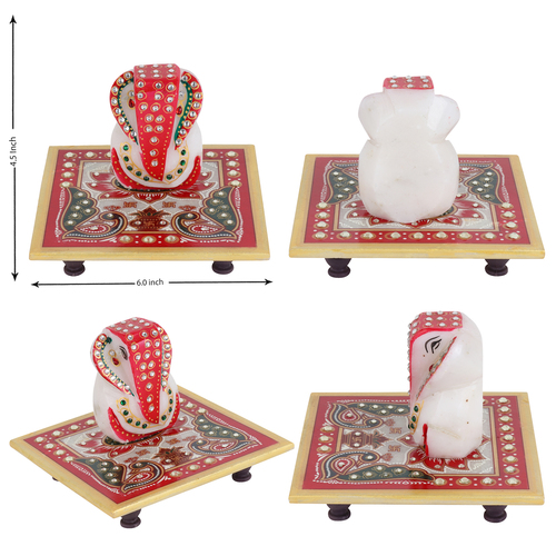 Indian Ethnic Marble Chowki Ganesh 6'