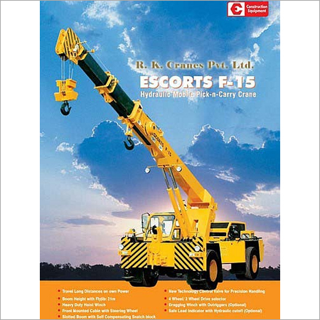 Pick and Carry Crane Rental - Boom Length 10-15m, Capacity 15 Tonnes, Diesel Engine | Cost Effective, Easy Rental, Reliable Service, Skilled Operators