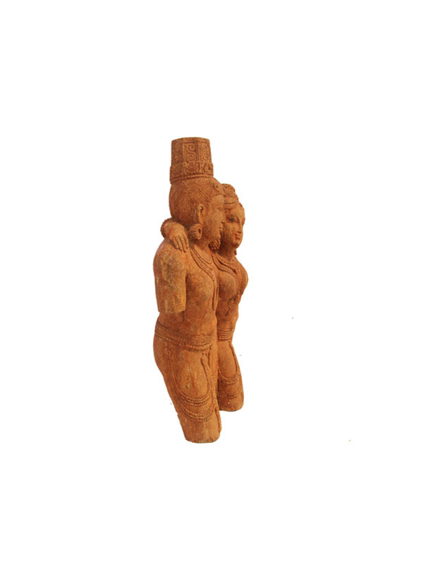 Religious Statues - Red Sandstone, Intricate Detail, Reddish-brown Color | Hand-carved, Durable Material, Khajuraho Style, Elegant Design, Indoor/outdoor