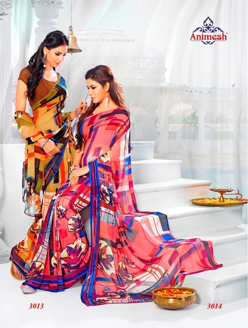 जॉर्जेट प्रिंटेड साड़ियां