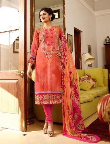 Party Wear Orange Georgette Marvellous Suit