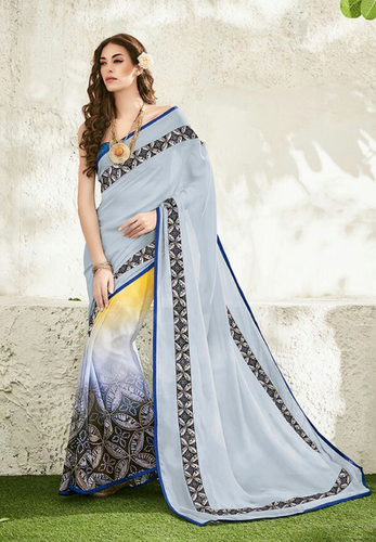 Bollywood Wonderful Blue Georgette Printed Saree