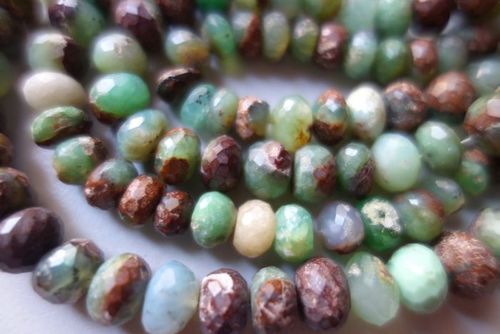 ओवल कट नेचुरल क्राइसोप्रेज़ फेसेटेड रोंडेल 7 इंच 9 मिमी -10 एमएम बीड्स सिंगल स्ट्रैंड