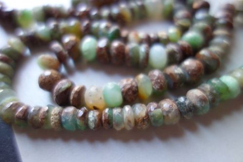 चेलेडोनी नेचुरल क्राइसोप्रेज़ फेसेटेड रोंडेल 7 इंच सिंगल स्ट्रैंड 8 मिमी -9 एमएम