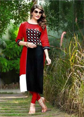 Designer Linen Cotton Kurtis - Chiffon & Cotton Blend, Sizes M-xxxl, Multi-color Classic Ethnic Wear, Printed Checked & Plain Styles