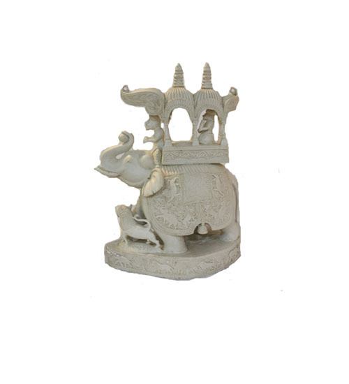 Elephant With Ambadi In Poly Marble