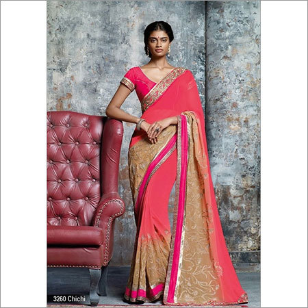 कशीदाकारी जॉर्जेट साड़ी