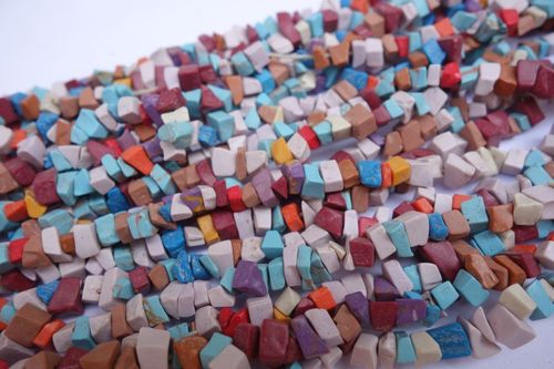 कुशन कट नेचुरल 2 स्ट्रैंड X12 इंच मल्टी कलर फ़िरोज़ा अनकट बीड्स जेमस्टोन वन स्ट्रैंड