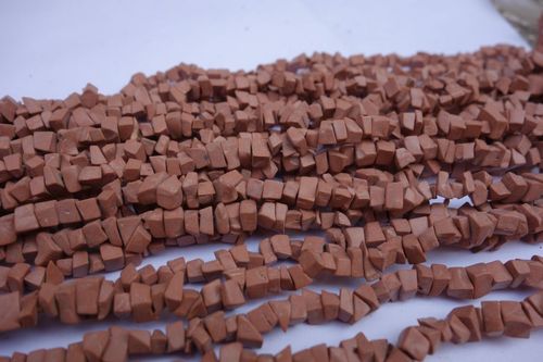 एमराल्ड कट नेचुरल 2 स्ट्रैंड X12 इंच ब्राउन फ़िरोज़ा अनकट बीड्स जेमस्टोन वन स्ट्रैंड