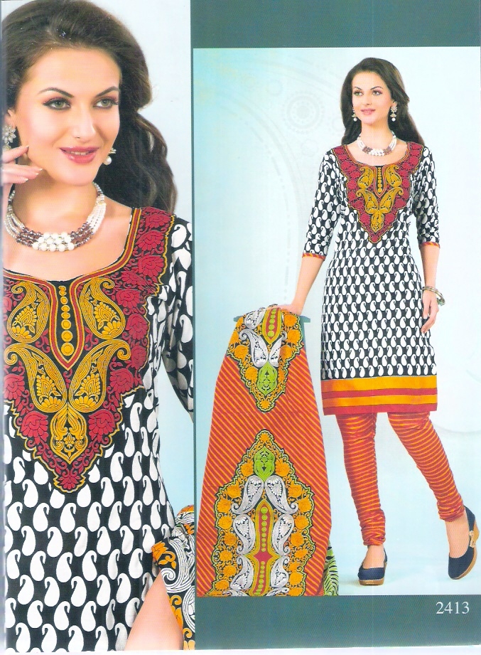 Sabana - Cotton Ethnic Churidar Set, 2.5m Top, 2m Bottom & 2.25m Dupatta | Black & Red, Full Sleeves, Custom Logo, All Season, Printed Pattern
