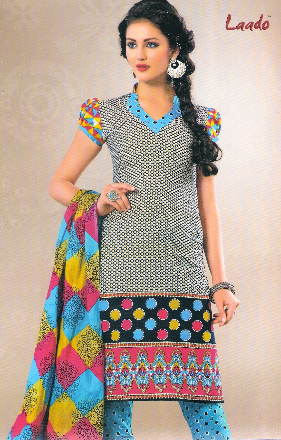 Sabana - Cotton Ethnic Churidar Set, 2.5m Top, 2m Bottom & 2.25m Dupatta | Black & Red, Full Sleeves, Custom Logo, All Season, Printed Pattern