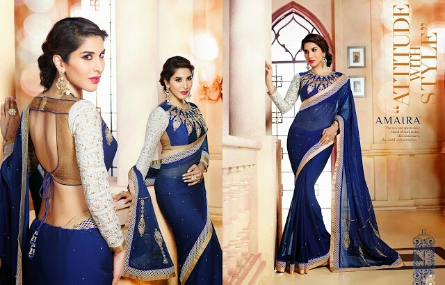 Pink Designer Sarees - Semi Georget & Net Fabric, 5.5 Meters, Pink | Double Shaded, Embroidered, Blouse Piece, Stylish Party Wear