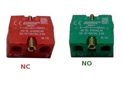 संपर्क ब्लॉक जिसमें 1 NO और 1 NC है