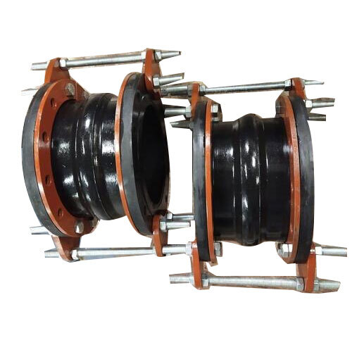 Rubber Expansion Joints - High-Quality Rubber, 1/2 Inch Size, Black Color, Round Head Code, Polished Surface Treatment, Ring Design for Industrial Use