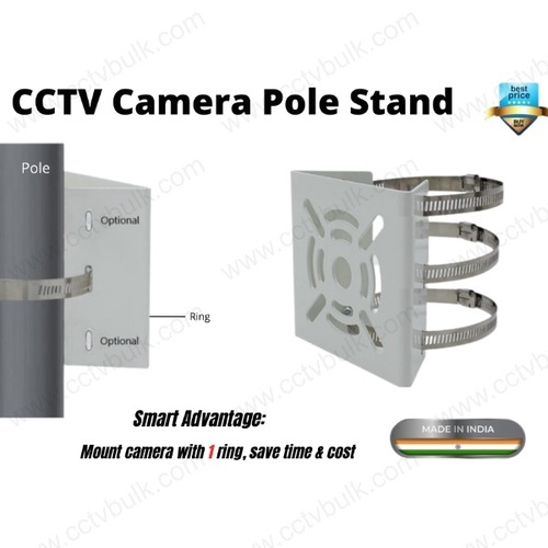 White Cctv  Camera Pole Stand