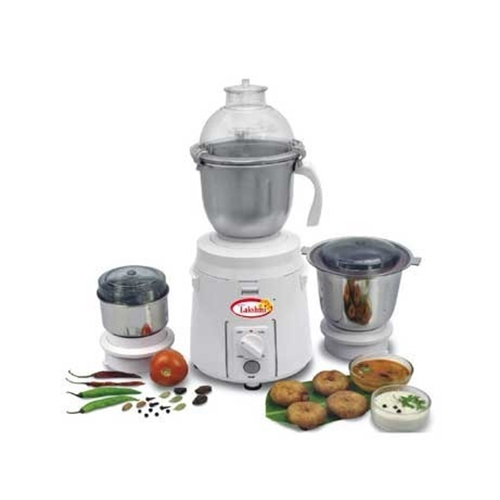 Mixer Grinder - Stainless Steel Containers, White Plastic Body - 3 Speed Modes for Efficient Blending and Grinding