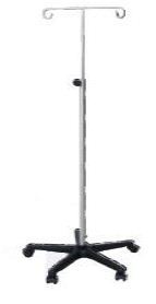 I.V. Stand - Stainless Steel, 50L X 25W X 20H cms | Adjustable Height 136-224 cm, Five Leg Base with 50 mm Casters, Double Hooks, Durable Silver Finish