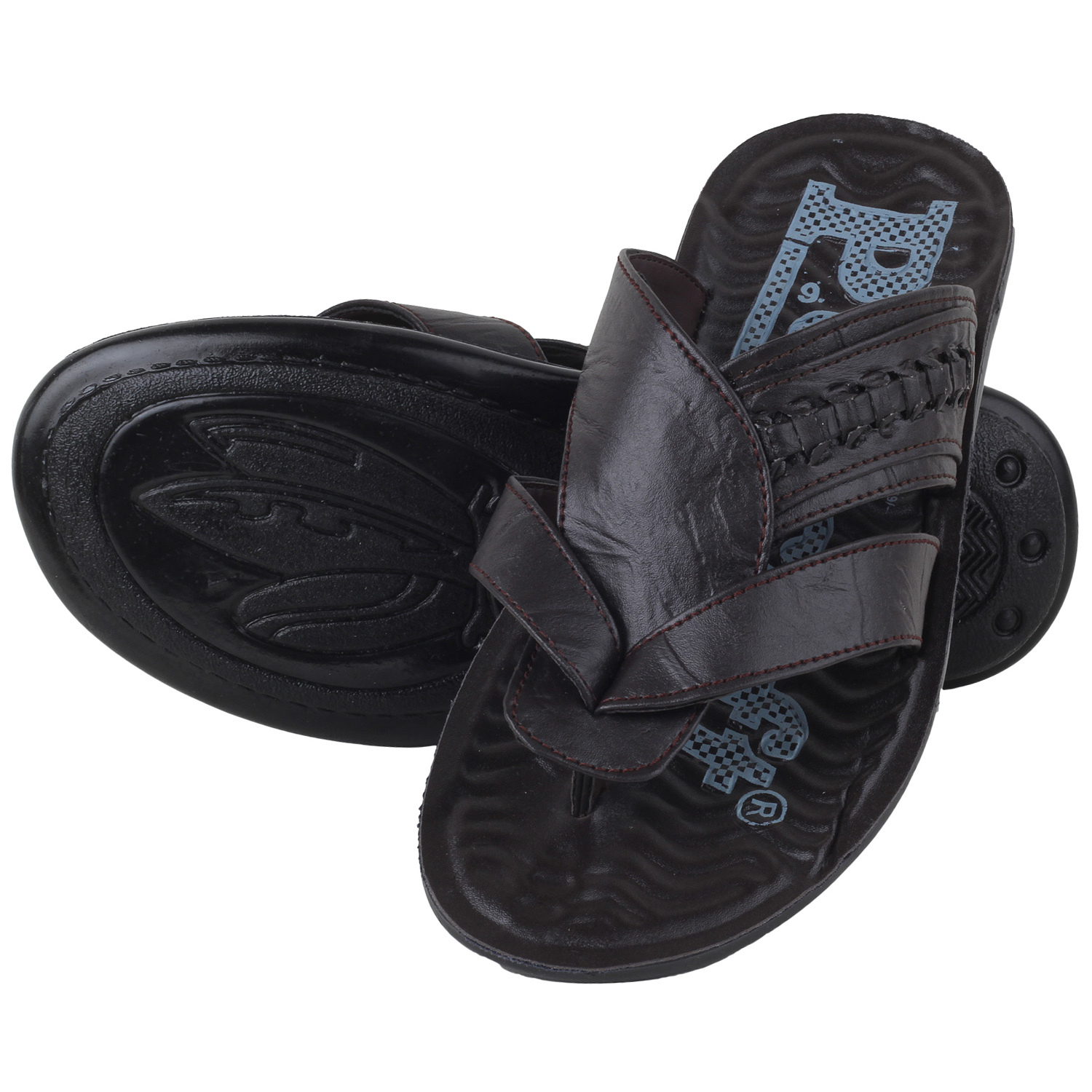 Pu Men's Slippers - Pu Material, Blue, V-shape | Slip-on, Lightweight, Breathable, Durable, Comfortable