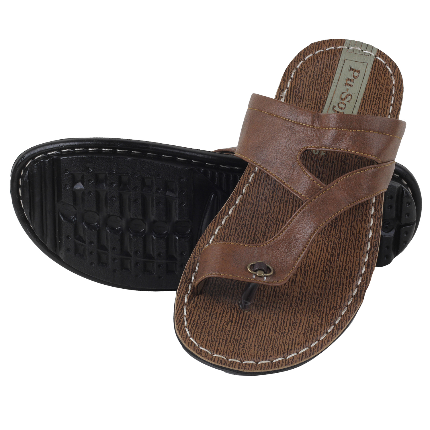 Pu Men's Slippers - Pu Material, Varied Sizes, Blue Color | Lightweight, Durable, Stylish V-shape Design With Easy Slip-on Fastening