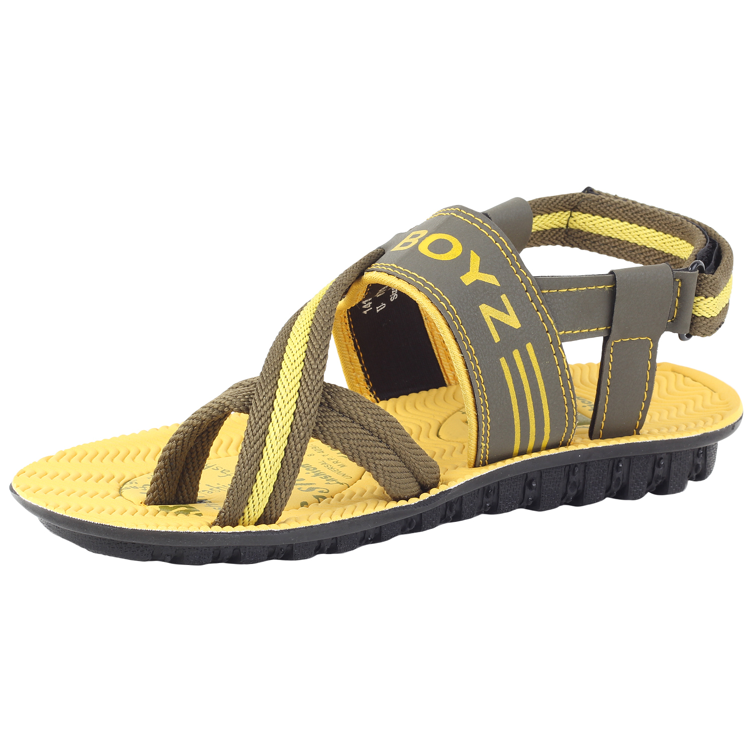 Pu Men's Sandals - Pu Material, Yellow, Triple Straps, Adjustable Buckle | Comfortable, Durable, Lightweight, Breathable