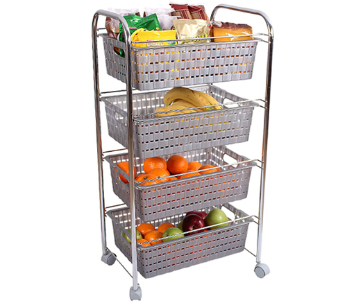 Plastic 4 Tier Rattan Chroom Vegetable Rack
