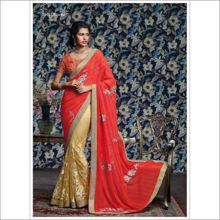 क्रश जॉर्जेट साड़ी