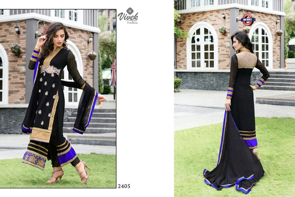 Black Georget Suit - Georgette, Anarkali, Ankle Length, Black, Embroidery | Elegant Design, Soft Fabric, Comfortable Fit, Stylish Look