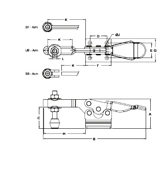 H Series Fixture Clamp - Heat Treated Steel, 76.2-101.6 Mm Height | High Holding Capacity, Resistant To High Impact, Easy Use