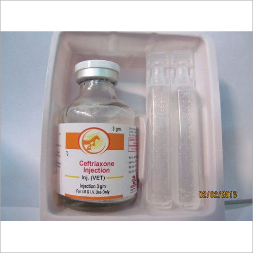 Veterinary Ceftriaxone Injection - 3 gm Vial | Sterile, GMP Certified, High Efficacy Antibiotic for Broad-Spectrum Infection Treatment