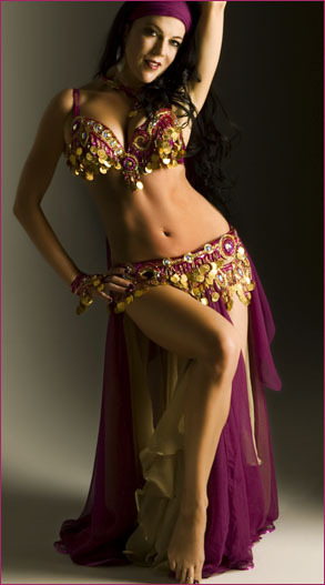 Polyester Belly Dance Purple Choli Belt Dress