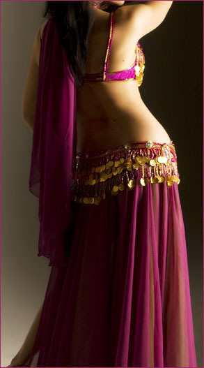 Polyester Belly Dance Purple Choli Belt Dress