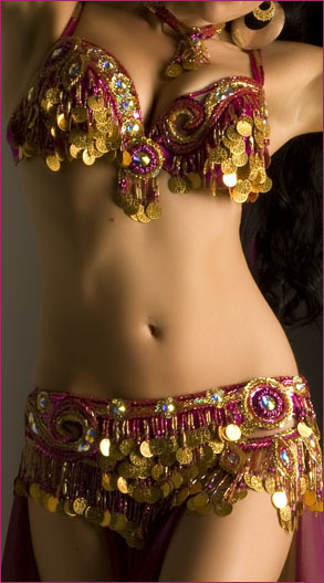 Polyester Belly Dance Purple Choli Belt Dress