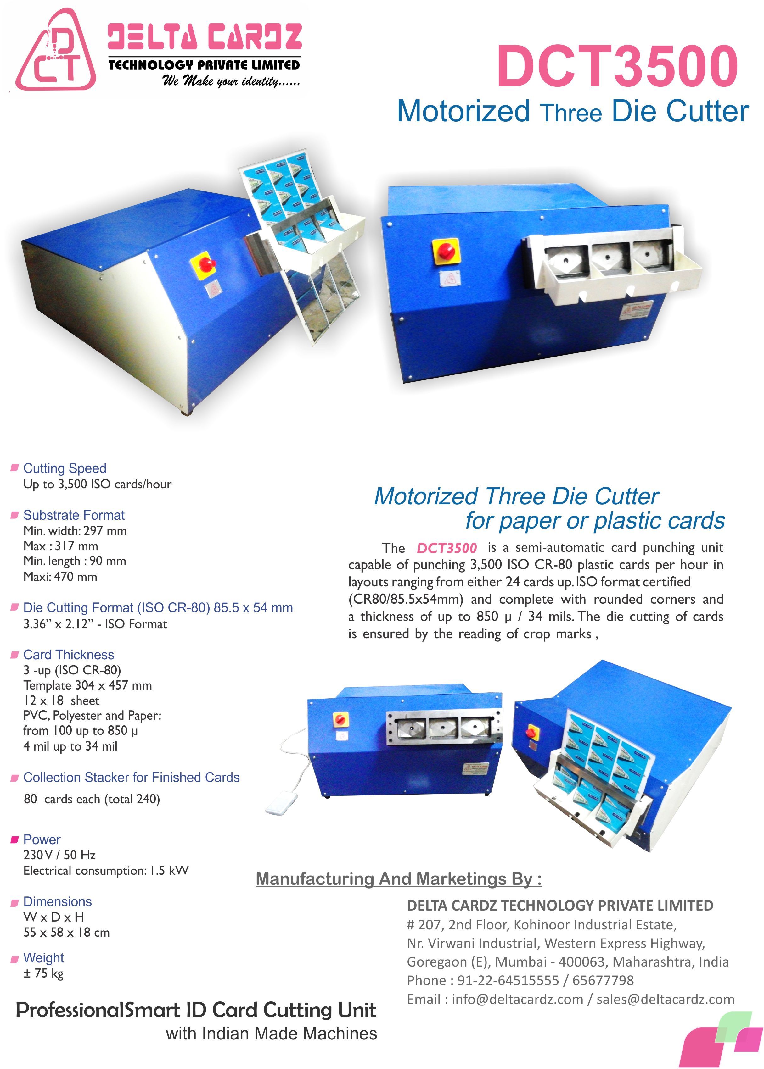 Motorized Three Die Id Card Cutter