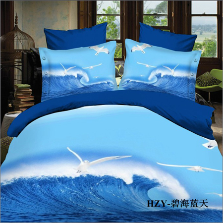 Blue Printed Colored Bed Sheets