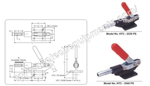 Straight Line Action Clamps Package Size - Metal, High Plunger Height 18-75mm, Compact Mounting Base, Horizontal Toggle Operation, Hardened Plunger