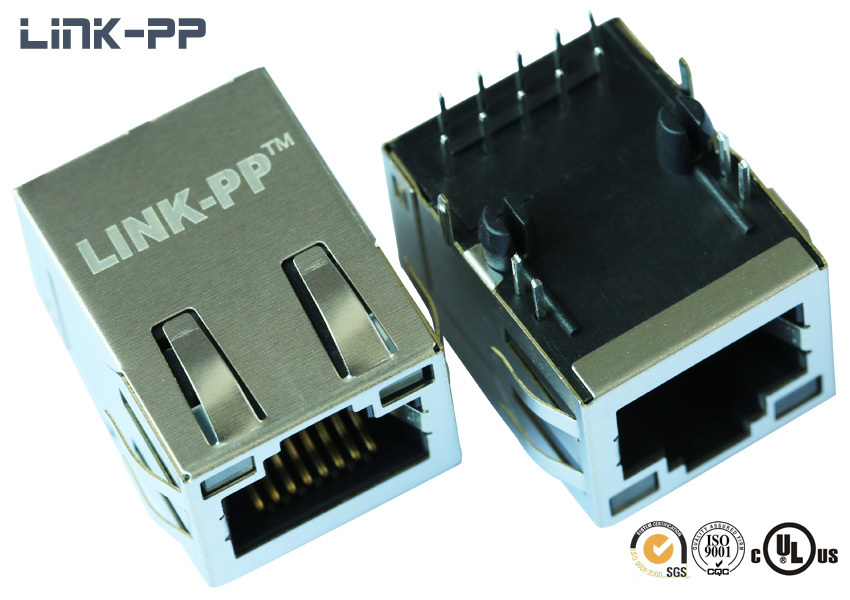 10 /100/1000base-t Tab-up Hfjt1-1g20c3-l51rl Rj45 Connector With Leds