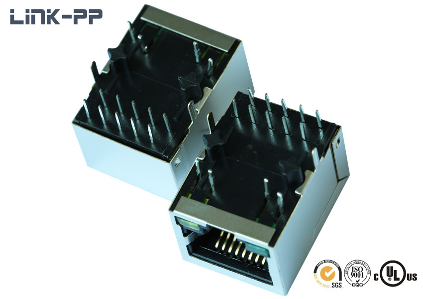 10 /100/1000base-t Tab-down Hfj11-e1g46e-l12rl Rj45 Connector With Leds