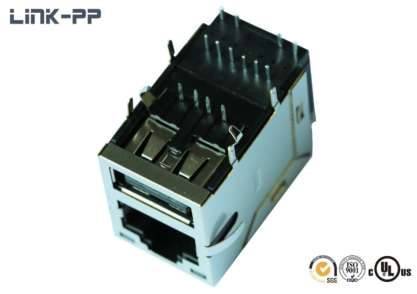 10/100 Base-t Tab-up Hy981106a Rj45 Connector With Usb With Leds