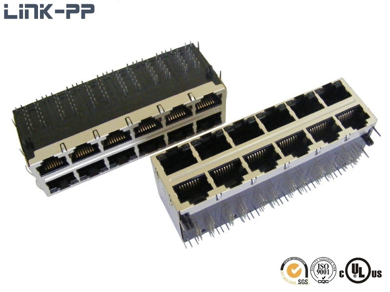 2x6 Port 10/100/1000 Base-t 1658825-1 Stacked Jack Without Led