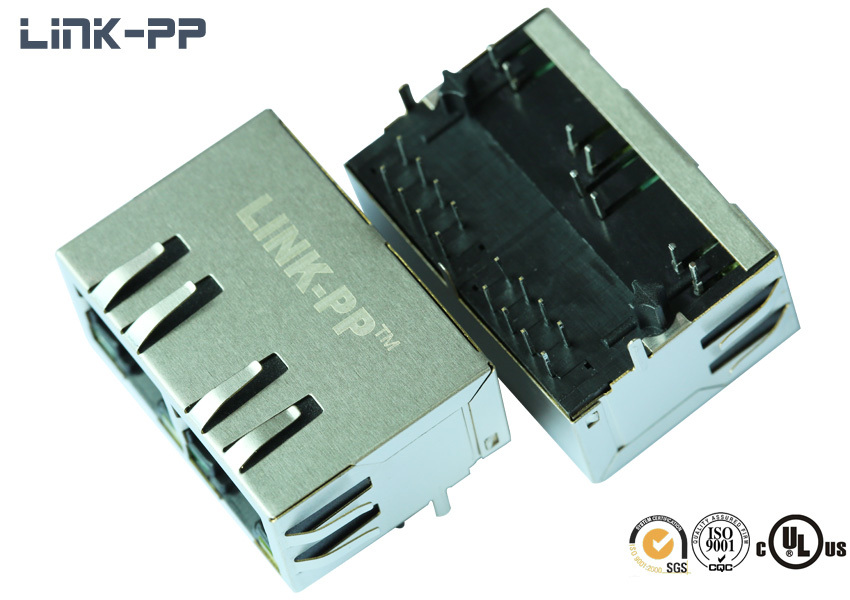 1x2 Port 10/100 Base-t Tab-up 6-6610000-1 Rj45 Connector With Leds