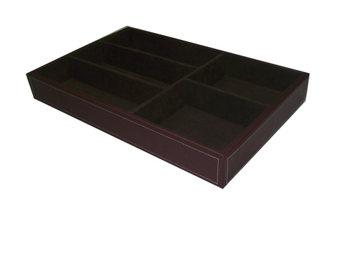Leather Stationery Box And Stationery Tray - Dark Brown Leather | Classic Design, Elegant Finish, Durable Construction