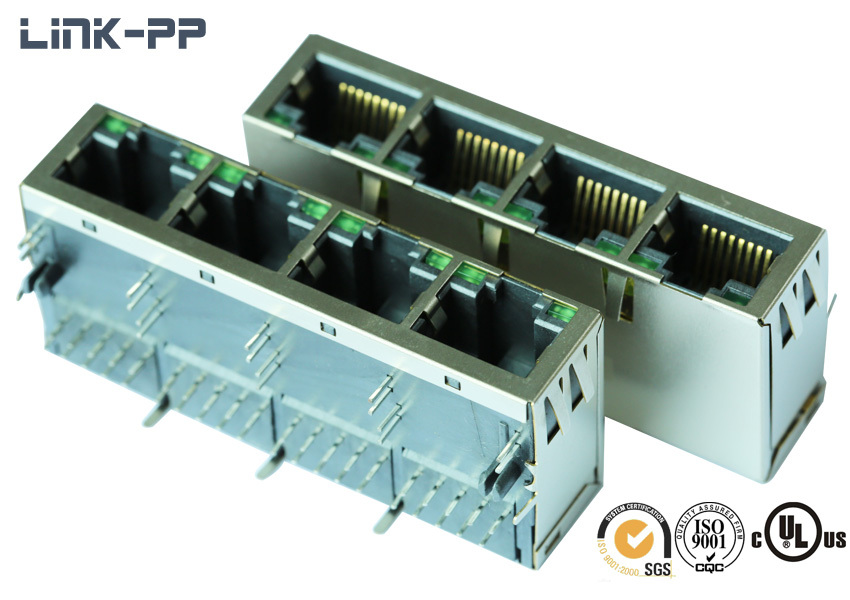 1x6 Port 10/100/1000 Base-t Tab-up 1840451-5 Rj45 Connector With Leds