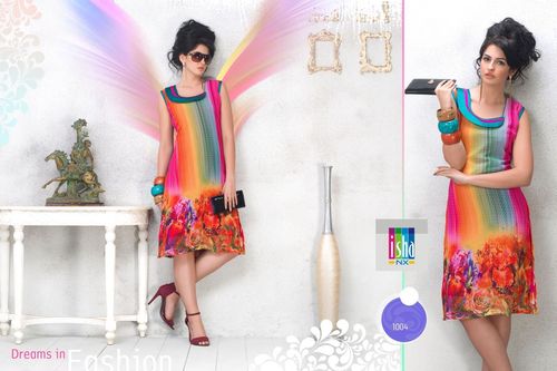 बार्बी जॉर्जेट डिजिटल प्रिंट कुर्ती