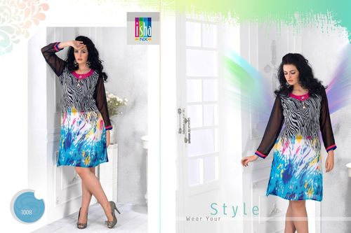 बार्बी जॉर्जेट डिजिटल प्रिंट कुर्ती