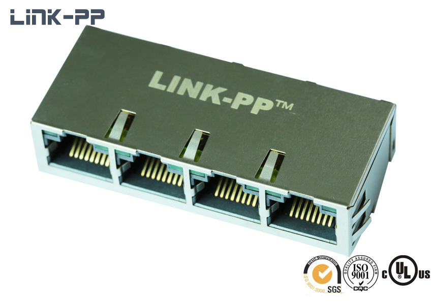 1x4 Port 10 /100base-t Tab-up 08b0-1g4t-06-f Rj45 Connector With Leds