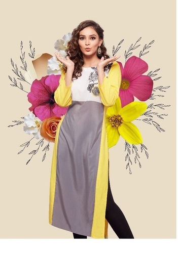 Designer Kurti - Rayon & Mix Match Fabric, Sizes M-3XL, Multi Color, Printed Pattern, Modern Bollywood Style