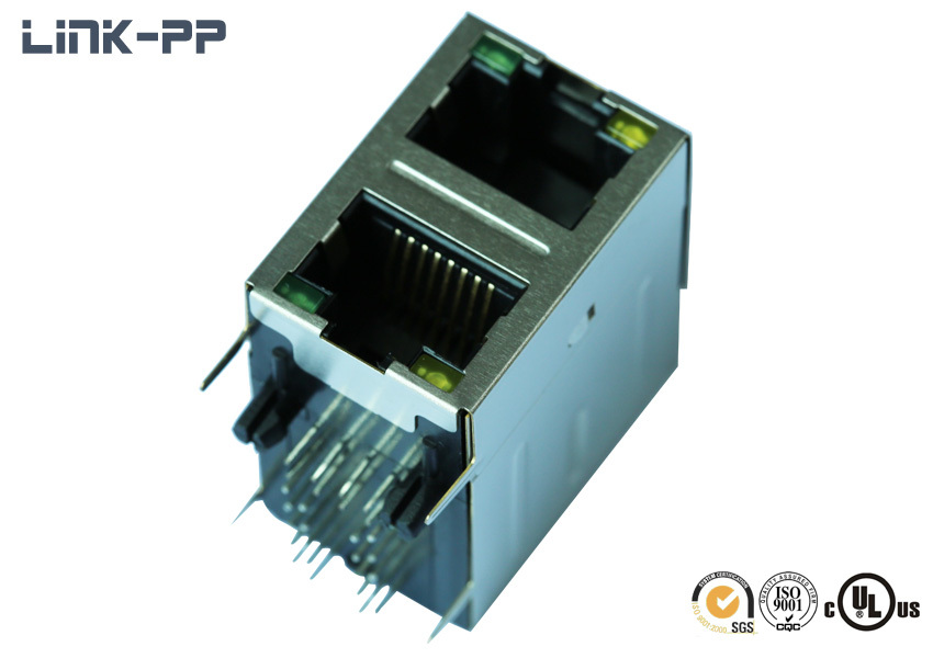 2x1 Port 10 /100base-t 0845-2d1t-au Modular Jack Multi-port Rj45 Connector With Led