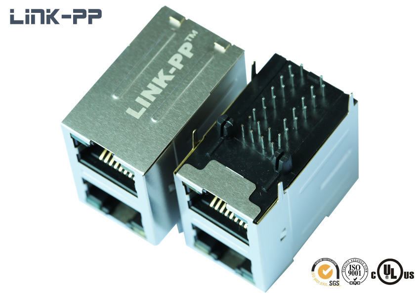 2x1 Port 10 /100base-t 0845-2g1a-h5 Modular Jack Multi-port Rj45 Connector With Led